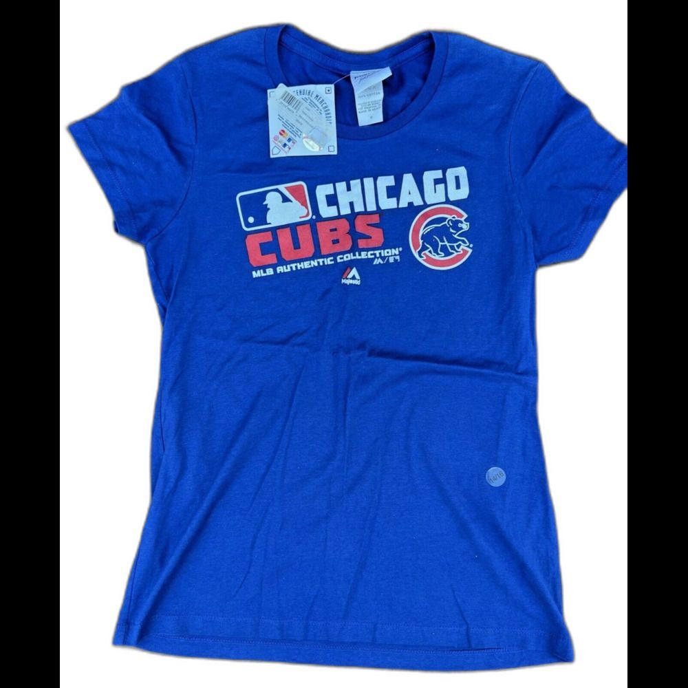 Majestic Chicago Cubs Women's Royal Blue Baby Doll T-Shirt Logo Sz 14/16 (M) NWT